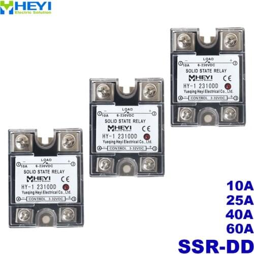 SSR-10DD 25DD 40DD 60DD SSR Single Phase DC Control DC Heat Sink 3-32VDC To 5-220VDC 10A 25A 40A 60A DD Solid State Relay