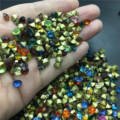 TopStone 10mm 6mm 8mm Glass Crystal Chaton Mix Colors Pointed back Round Rhinestones For Diy Jewelry dress Decoration