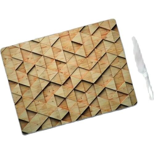 Glass Cutting Board Wood Look With Triangle Pattern Glass Cutting Board Glass Cutting Table | 30 Cm X 40 Cm