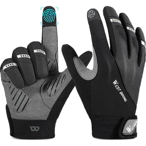 Cycling Gloves Non-slip Shock Absorption Bike Glove Adjustable Waterproof MTB Bike Touch Screen Full Finger Gloves For Cycling