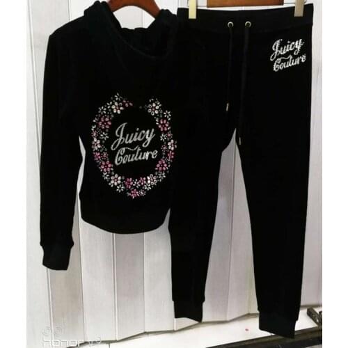 Spring Fall Fashion pattern Tracksuit women Casual Suit Velvet Hoodies Furry Clothes Overcoat Body-Fitting and Trousers 2 piece