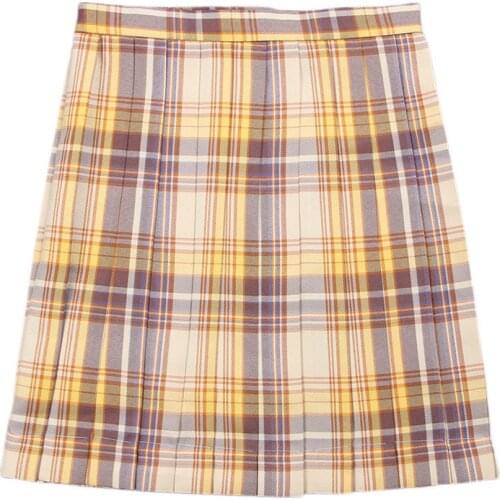 Japanese Korea Skirt New Spring Women High Waist Pleated Skirt Japanese Korean School Girls Plaid Skirt Uniform Student Skirts