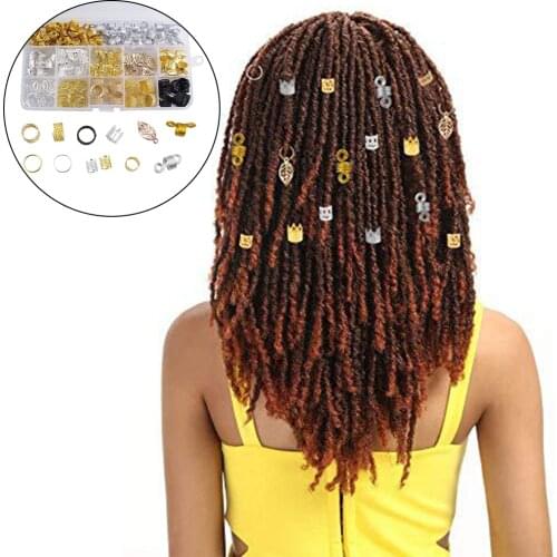 200Pcs Hair Jewelry Rings Pendants Coil Dreadlocks Beads Braid Tube for Photo Props Women Fashion Show Bridal Prom