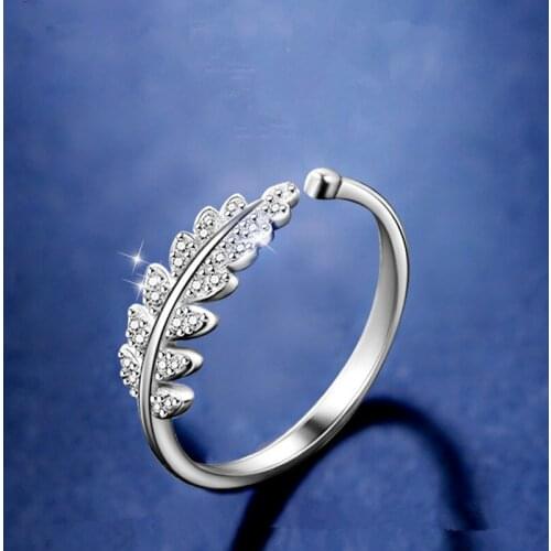 Summer Beach Vacation Knuckle Crystal Leaf Rings for Women Girls Adjustable Finger Ring Charm Jewellery Wholesale Gifts