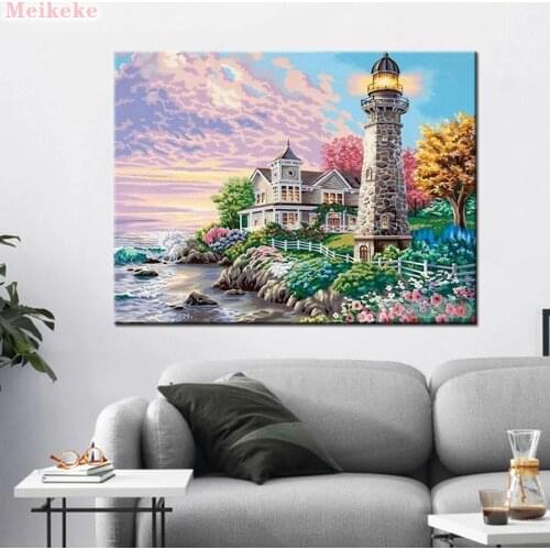 DIY Scenic Lighthouse 5D full square diamond painting cross stitch crafts wall painting diamond embroidery home decor mosaic kit