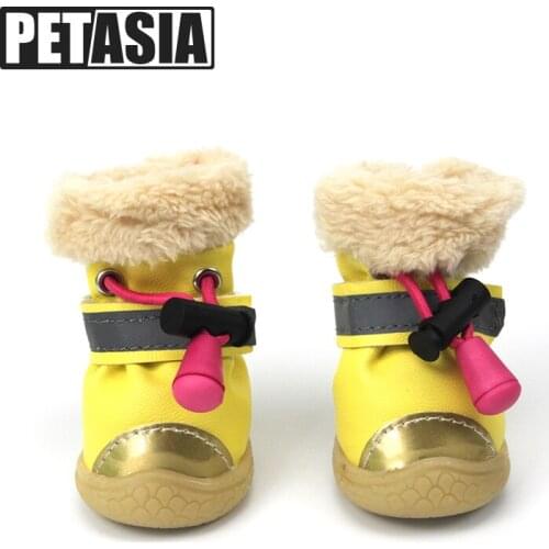 Winter Pet Dog Shoes Light Reflection Strip Waterproof Dogs Boots Warm Rubber Non-Slip for ChiHuaHua Cat Small Big Large PETASIA