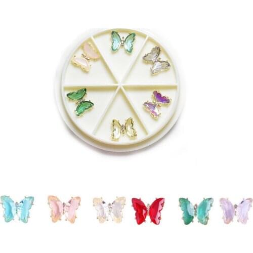 1Box Crystal Butterfly Alloy Rhinestones Aurora 3D Jewelry DIY Manicure Accessories Zircon Metal Nail Art Decoration HOT