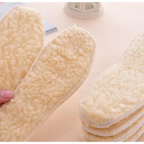 1 Pair 26.5cm Winter Warm Thicken Fleece Insoles Shoes Insoles For Women Men Unisex Practical