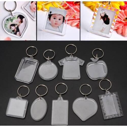 3pcs/Lot Rectangle Transparent Blank Acrylic Insert Photo Picture Frame Keyring Keychain DIY Split Ring Key Chain Gift