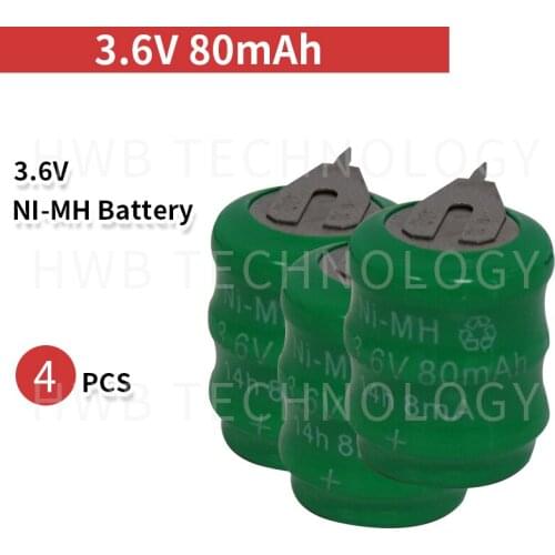 4 PCS/lot Original New KX 3.6V 80mAh Ni-MH Rechargeable Button Cell Battery Pack Ni MH Batteries With Pins Free Shipping