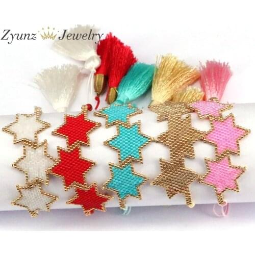 5PCS, 2020 Fashion Star MIYUKI Bracelet Bangles Women Handmade Charm Bracelet Armband Tassel Woven Bracelet Mix Colors