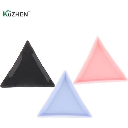 Plastic Triangle Nail Tray Nail Art Rhinestone Bead Crystal Sorting Storage Plate Manicure Tools Accessory 5pcs