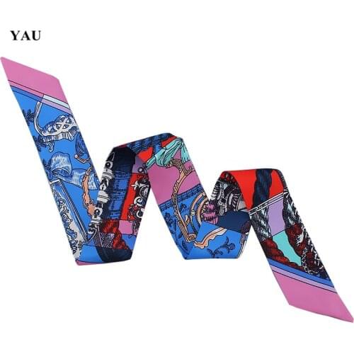 Brand 95cm*5cm Rope Reins Printed Bag Strap Small Scarf Women Twill Silk Scarf Headband Long Scarves Bag Accessories Ribbon