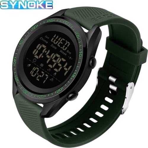 SYNOKE Military Green Watches Mens Sports Dive Digital Wrist Watch 50M Waterproof Ultra Thin Men Dress Clock Relogio Masculino