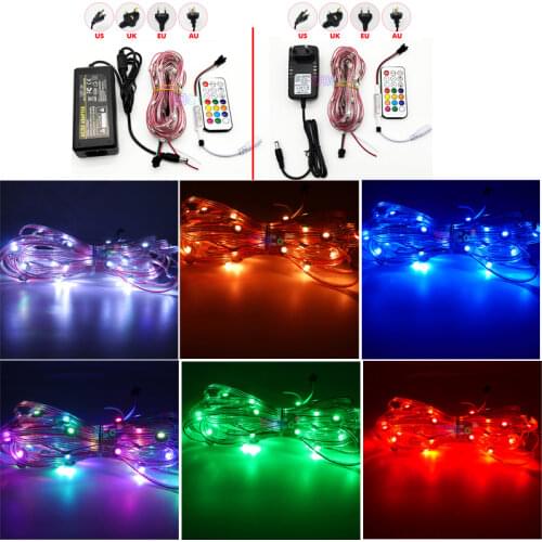 DC5V 50pcs Pre-soldered WS2812B LED Heatsink 5050 RGB 10cm Wire light Built-in WS2811 IC set 5V LED power 21Keys Controller