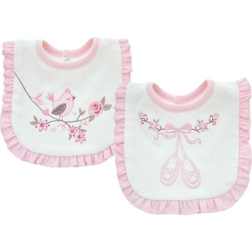Baby Bibs Cotton Double Layers Cute Pink Lace Saliva Towel Kids Fabric Infant Girl Boy Burp Cloths Toddler Feeding Babador