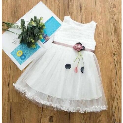 Children Girls Wedding Party Dress Summer Floral Fashion Clothing Grisl Birthday Dress 2-3-4-5-6-7Y