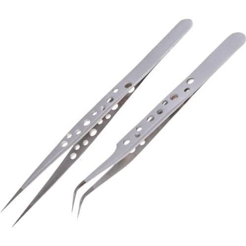 Electronics Industrial Tweezers Anti-static Curved Straight Tip Precision Stainless Forceps Phone Repair Hand Tools Sets