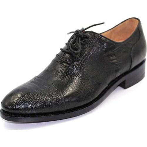 Hubu new custom import ostrich leg skin ostrich leather shoes male lace-up business Genuine ostrich leather Men shoes