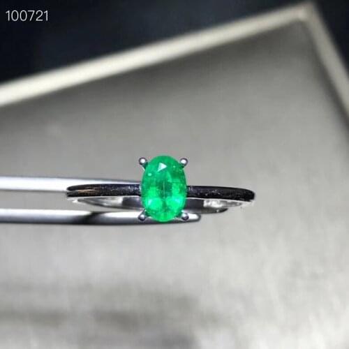 Natural emerald ring, fashionable, gem quality, deep color, 925 silver, customizable size number