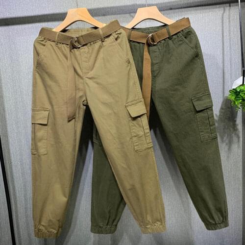 Korean Style Women Trousers Bf Overalls Casual Loose Cotton Cargo Jogger Pants Girls Khaki Track Pants Plus Size Sportswear Xxl