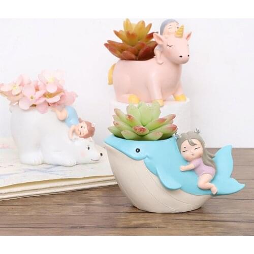 Creative Cartoon Small Animals Succulent Flower Pot Decoration Home Adornment Personality Plant Flowers Resin Potted Ornaments