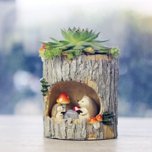 Creative Garden Microscape Moss Tree Cave Story Piece Resin Craft Flowerpot Office Multi-meat Plant Decoration