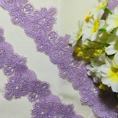 1M Embroidery Lace Fabric Wide 6cm Trim Purple Lace Ribbon DIY Sewing Curtain Guipure Craft Supplies para costura dentelle V141
