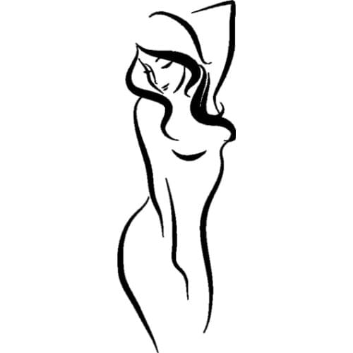Line Art Sexy Nude Girl Car Sticker Fantastic Style Fashion Excellent Design Car Sticker Pvc Sticker Black/white, 13cm*4cm