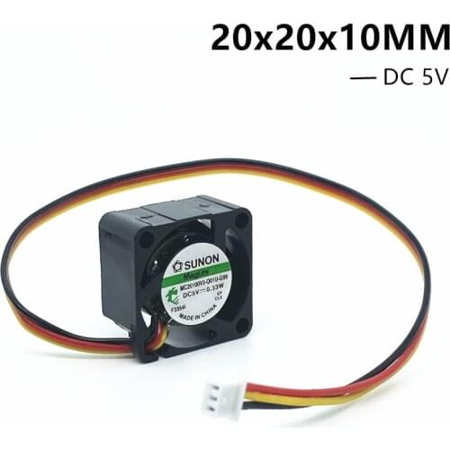 SUNON 2cm 20mm Mini Fan MC20100V3-Q01U-G99 5V 0.33W 20x20x10MM Cooling Fan 3PIN 18CM Cable