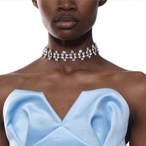 Fashion Rhinestone Irregular Chain Choker Necklace Collar Jewelry for Women Luxury Big Crystal Clavicle Chain Choker Necklace
