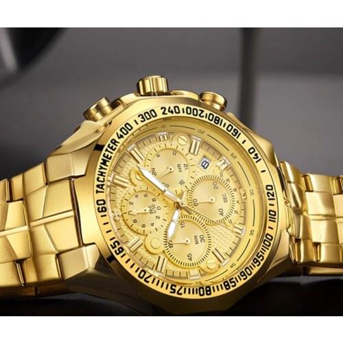 Fashion Sport Chronograph Watch For Man 2021 WWOOR Top Brand Luxury Gold Quartz Watch Men Stainless Steel Waterproof Wrist Watch