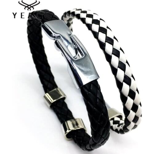 Fashion Fine Jewelry Tide Men Leather Punk braided PU Leather Bracelets for Men Bangle & Bracelet Fashion Men Jewelry S-033