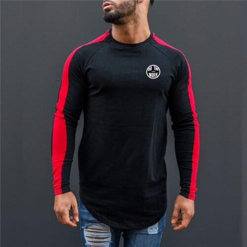 2021 Men Spring Fashion Casual T Shirt slim fit Fitness Bodybuilding Muscle Male Long sleeves Slim fit Shirts Cotton Tee tops