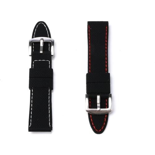 Men Silicone Rubber Sport Watch Band Mesh Universal Grid Pattern Watchband Strap Wrist Belt 18mm 20mm 22mm 24mm