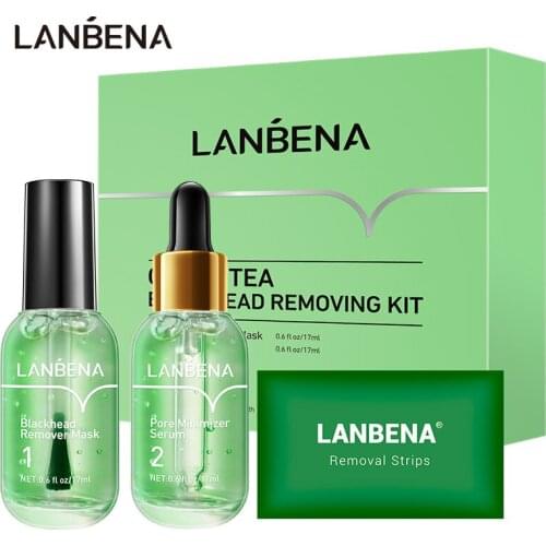 LANBENA Blackhead Remover Serum Set Professional Blackhead Removal Mask Face Nose Skin Essence Cleaning Pores Shrinking Pore Kit