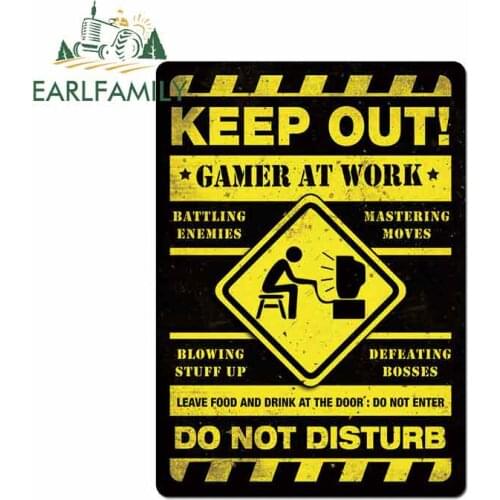EARLFAMILY 13cm x 9.4cm for Keep Out Gamer At Work Motorcycle Car Bumper Window Stickers Waterproof Fashion JDM SUV VAN Decals