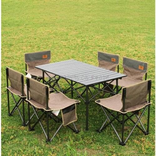 Outdoor Adjustable Height Four Gear Adjustable Folding Table And Chair Combination Picnic Table And Chair Self Driving Barbecue