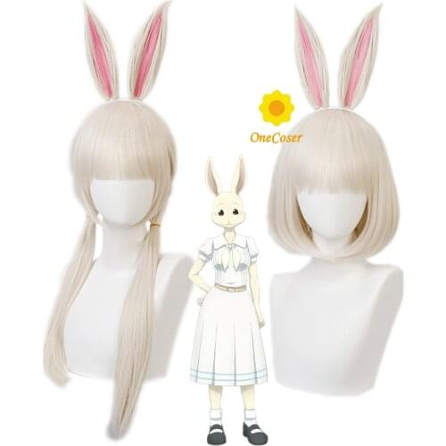 Anime BEASTARS Cosplay Wigs Rabbit Haru Wig Bunny Short Long Hair Rabbit Ears Heat-resistant Fiber Hair + Wig Cap Party Girls