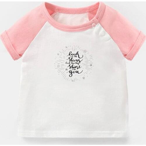 Look at the Stars Look How They Shine for You Positive Quotes Baby T-shirts Toddler Graphic Raglan Color Short Sleeve Tee Tops