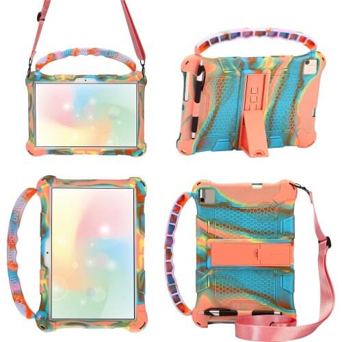 Silicone Case For Huawei Mediapad M5 Lite 10 Mediapad T5 10 10.1" Kids safe Shockproof Tablet Cover + Strap + pen