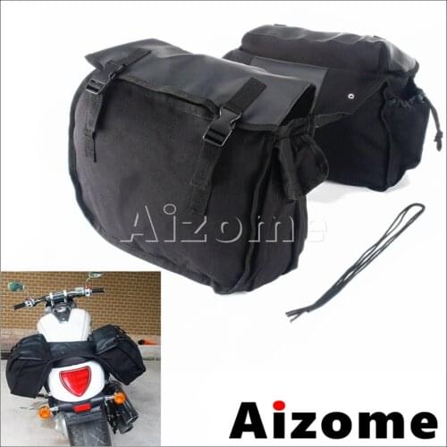 Black Motorcycle Canva Saddle Bags Waterproof Panniers Side Saddlebag For Harley Sportster Suzuki DR 650 Honda CTX 150cc Scooter