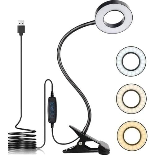 USB LED Desk Lamp Clip On Table Light 3 Light Modes 10 Dimmable Brightness Eye Caring Reaing Lamp for Reading Studying Lighting