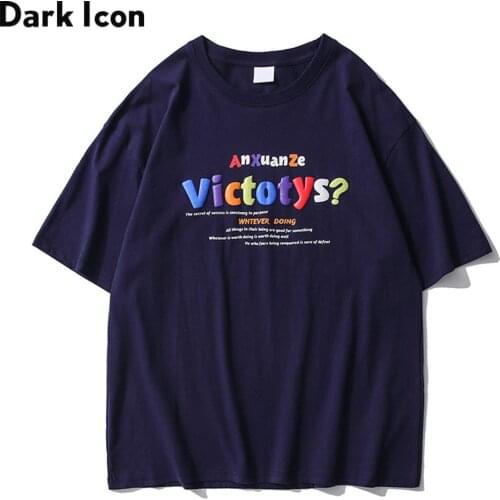 Dark Icon Candy Color Letters Men Women T-shirt Short Sleeve O-neck Casual Tshirts for Men Male Top 3 Colors