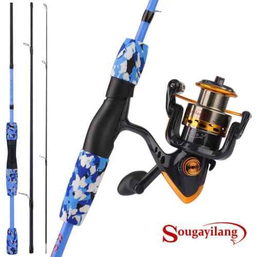 Sougayilang 1.7M Fishing Rod Combo 3 Sections Spinning Fishing Rod 13+1BB 5.5:1 Gear Ratio Spinning Fishing Reel Fishing Tackle