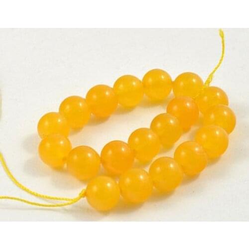 Unique Pearls jewellery Store Yellow Jade Beads 10mm Gemstone Loose Beads Full Strand 15 inches LC3-339