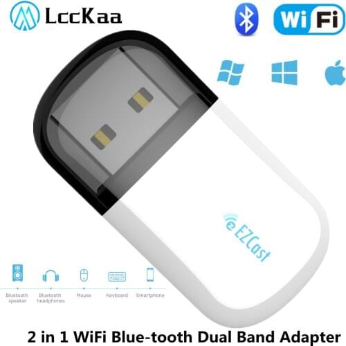 LccKaa 600Mbps USB Wifi Adapter Dual Band 2.4Ghz/5.8Ghz Bluetooth-compatible/WiFi 2 in 1 Antenna Dongle Adapter for PC Laptops