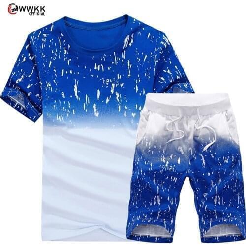 WWKK 2021 new hot printed t-shirts sports suit couple quick dry casual running suit summer short sleeve shorts 2 pieces set