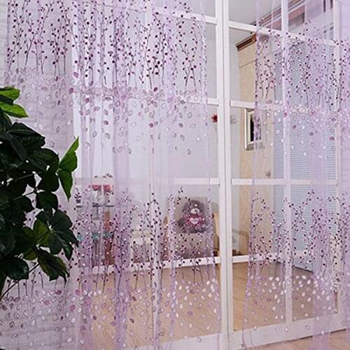 2*1m Bay Window Voile Curtain Chic Room Wintersweet Flower Sheer Window Screening Curtain Textile Home Decoration
