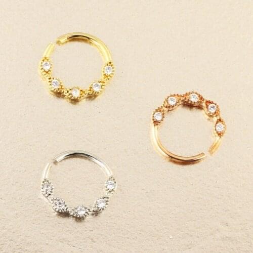 Woman Jewelry Fake Piercing Copper Zircon Rhinestone Opening Body Accessories Trend Gold Color Sexy Women Nose Rings Piercings